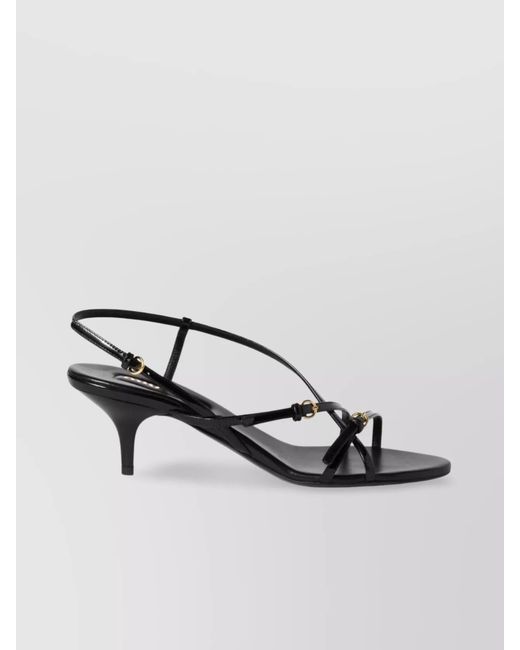 Miu Miu Metallic Patent Leather Sandals With Buckles