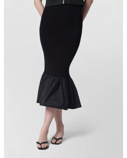 Patou Black Ruffled Fitted Skirt