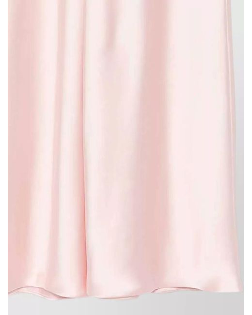 Norma Kamali Pink Satin High Waist Flared Hem Long Skirt