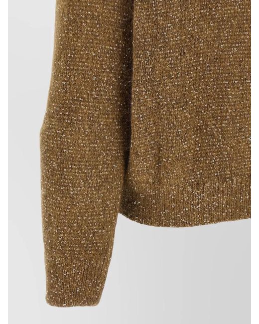 Brunello Cucinelli Brown Dazzling Sequin Knit Polo Shirt