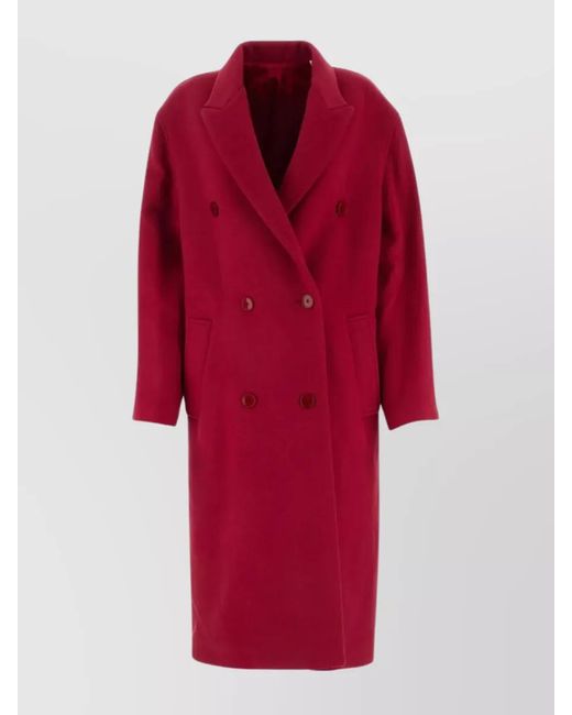 Isabel Marant Red Theodore Double-Breasted Wool Blend Coat