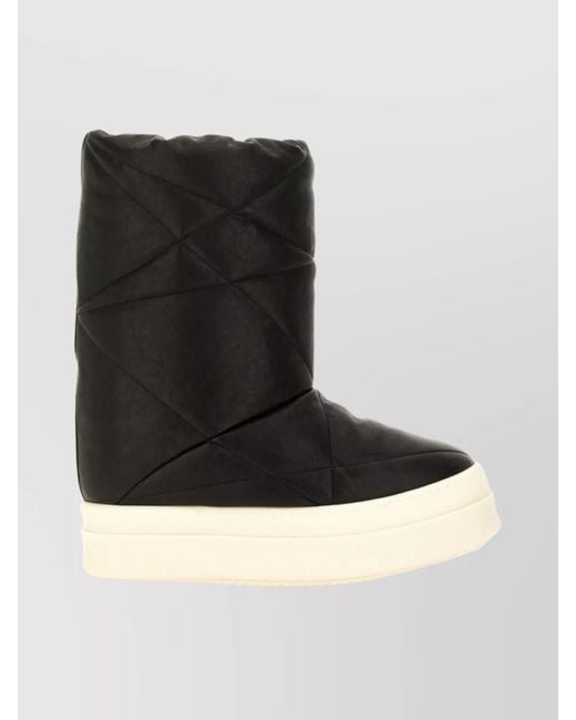 Rick Owens Black Quilted Round Toe Platform Boots for men