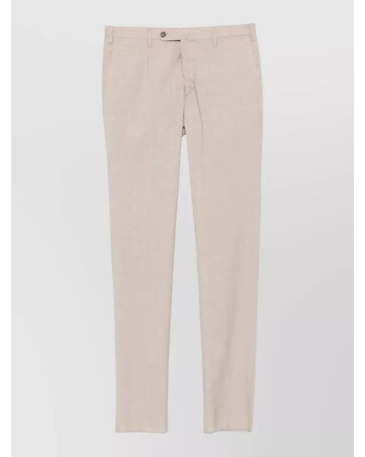 Incotex Natural Chino Trousers Straight Leg Crease Belt Loops for men