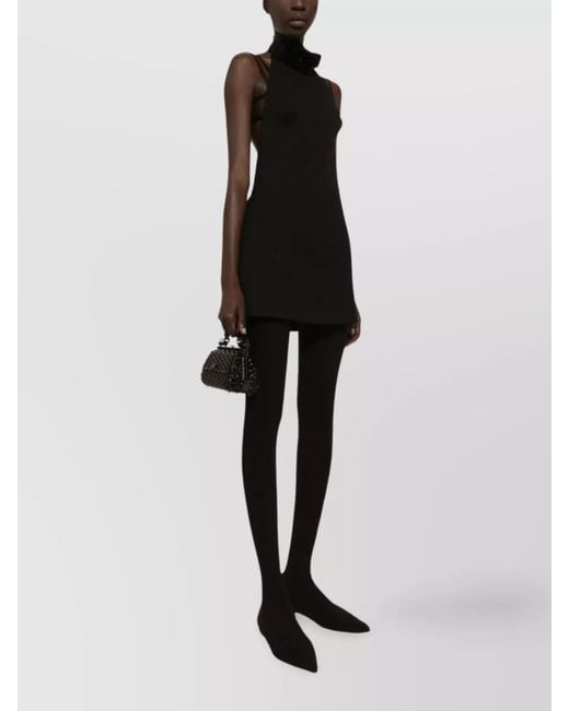 Dolce & Gabbana Black Virgin Wool Sleeveless Open Back Mini Dress
