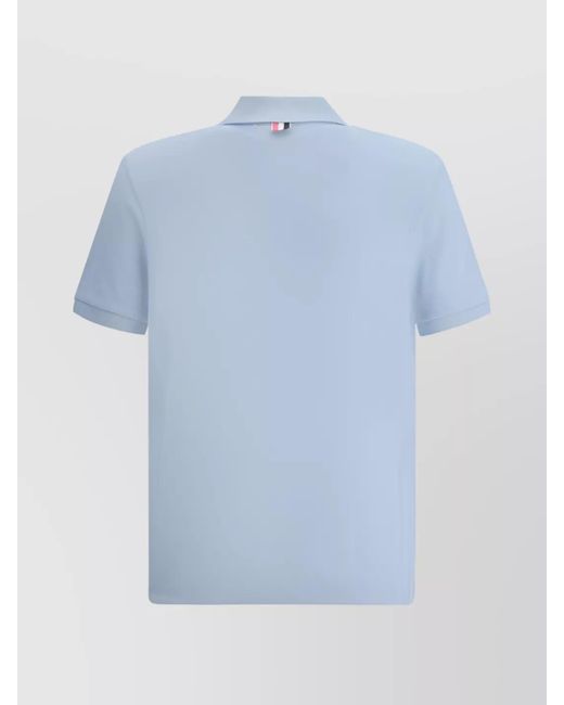 Thom Browne Blue Cotton Short-Sleeve Polo Shirt for men