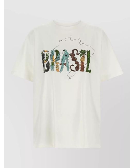 Farm Rio Multicolor Brasil Logo Crew Neck Graphic T Shirt