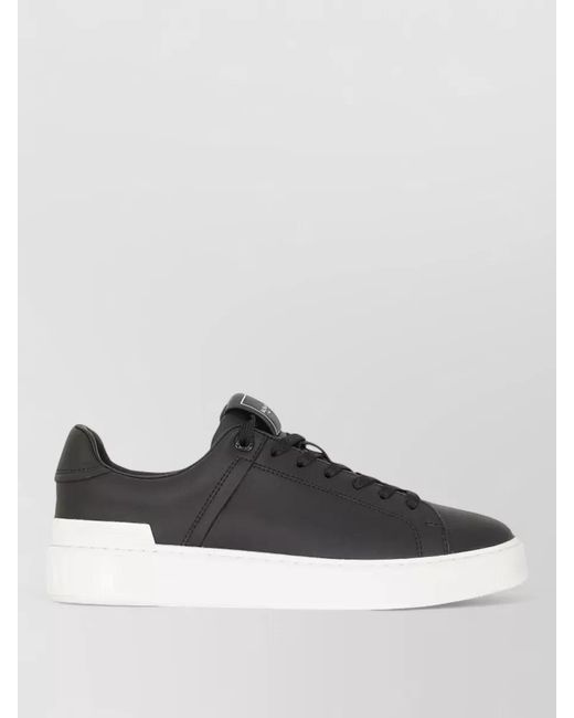 Balmain Black Court Low Top Sneaker Rubber Sole for men