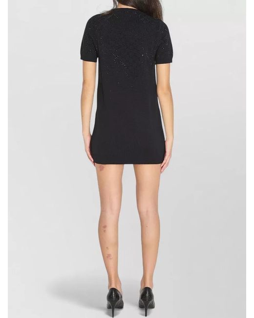 Gucci Black Wool Ribbed Regular-Fit Mini Dress