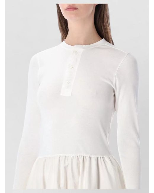 Polo Ralph Lauren White Cotton Henley Long-Sleeve Maxi Dress