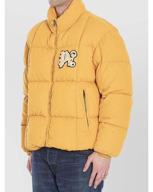 Palm Angels Blue Corduroy Monogram Puffer Jacket for men
