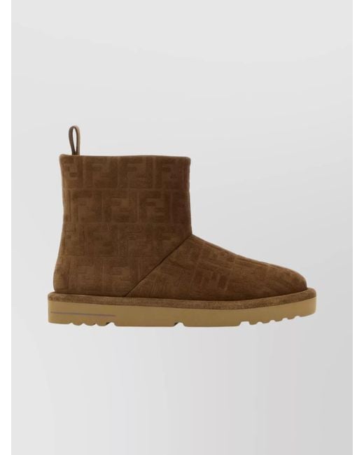 Fendi Brown Suede Leather Ankle Boots for men