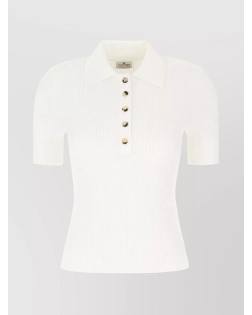 Courreges White Cotton Polo Top