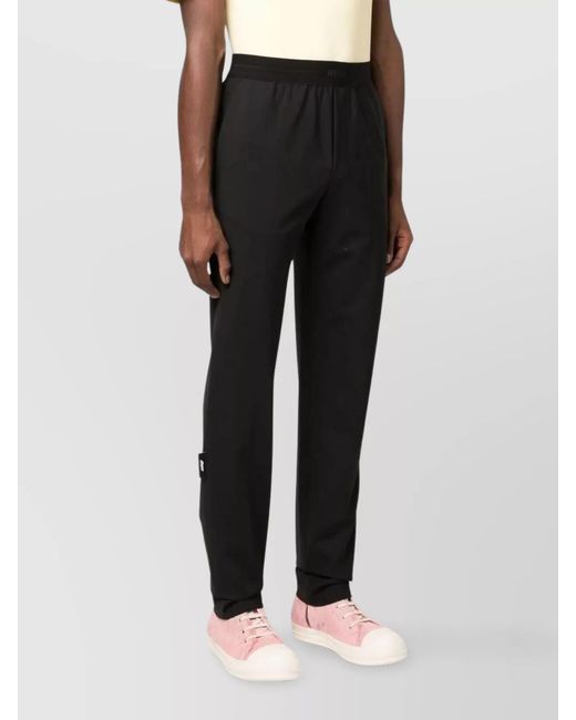 MSGM Black Virgin Wool Straight-Leg Trousers for men