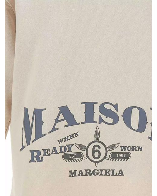 MM6 by Maison Margiela Natural Jersey Crew Neck Sweatshirt Graphic Back Stitching for men