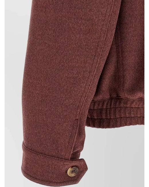 Brunello Cucinelli Red Virgin Wool Beaver Bomber Jacket for men