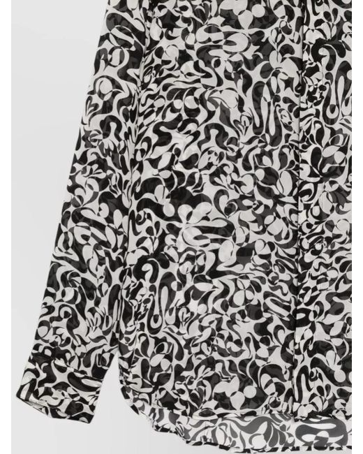 Dries Van Noten Gray Long Sleeve Graphic Shirt Buttoned Cuffs Hem for men