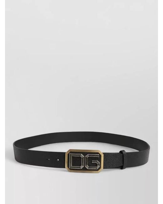Dolce & Gabbana Gray Leather Belt Dg Logo Buckle for men
