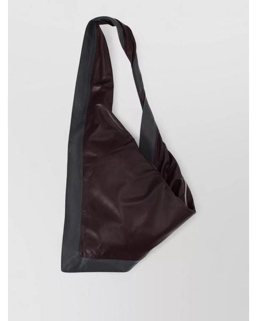LA ROSE Blue Asymmetrical Slouchy Shoulder Bag Two Tone