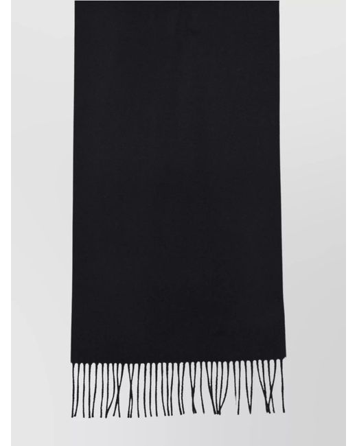 Saint Laurent Black Cashmere Fringed Logo Scarf for men