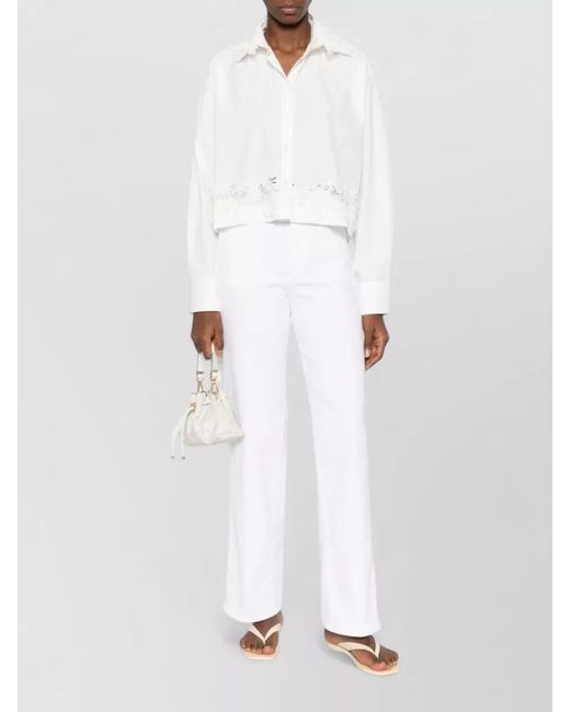 7 For All Mankind White Mid-Rise Straight-Leg Jeans