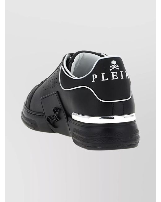 Philipp Plein Black Leather Low-Top Sneakers for men