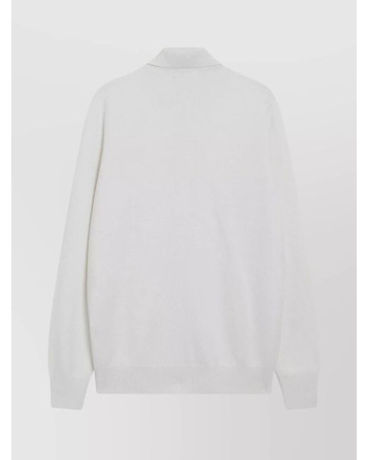 Brunello Cucinelli White Cashmere Cardigan With Chest Pockets And Long Sleeves for men