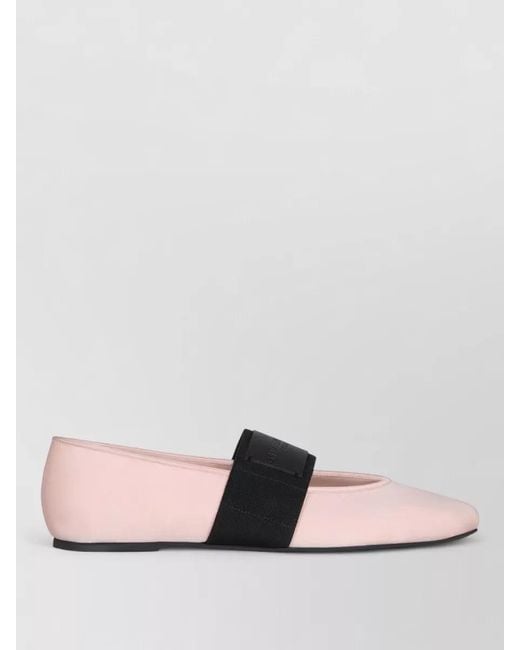 Givenchy Pink Square Toe Ballerina Shoes Elastic Strap