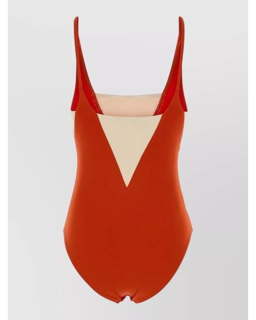 Eres Red Stretch Nylon Entrevue Swimsuit Deep Neckline