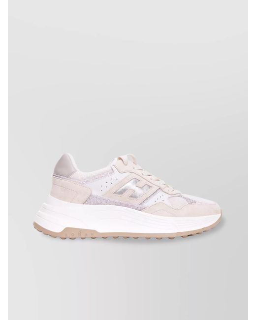 Hogan White High Top Chunky Sole Lace-Up Sneakers