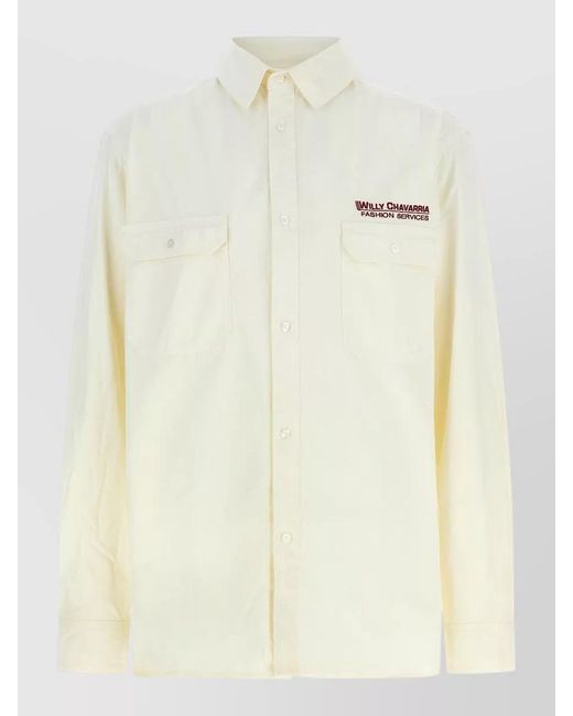 Willy Chavarria Natural Corcoran Shirt Button Down Collar Long Sleeves for men