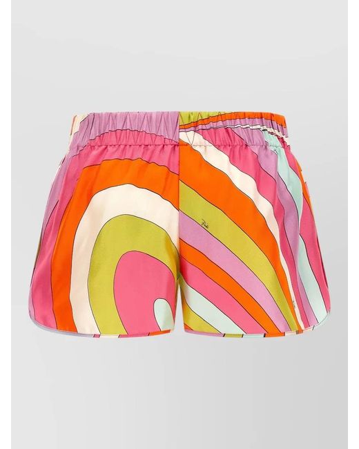 Emilio Pucci Pink Marmo Print Shorts Lightweight Fabric