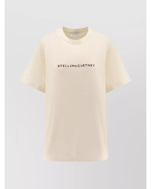 Stella McCartney Natural Cotton Logo Print Short Sleeve T-Shirt