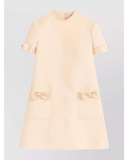 Valentino Garavani Natural Knee Length Dress With Bow And Pockets