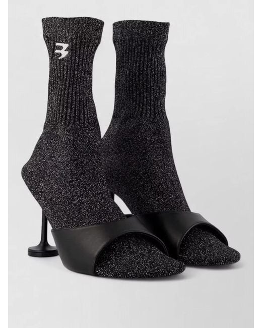 Balenciaga Black Carrera Mesh Sock Boots Pointed Toe