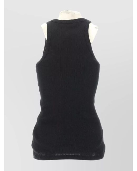 The Attico Black Ribbed Cotton Slim-Fit Tank Top