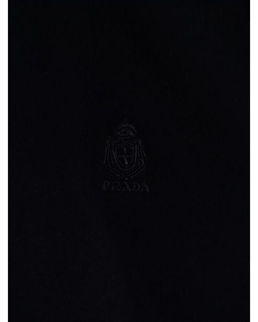 Prada Black Short Sleeve Crew Neck Cotton Top for men
