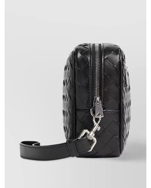 Bottega Veneta Black Leather Intrecciato Pouch for men