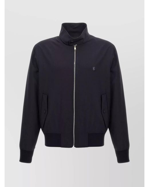 Givenchy Blue Wool Blend Zip-Up Harrington Jacket for men