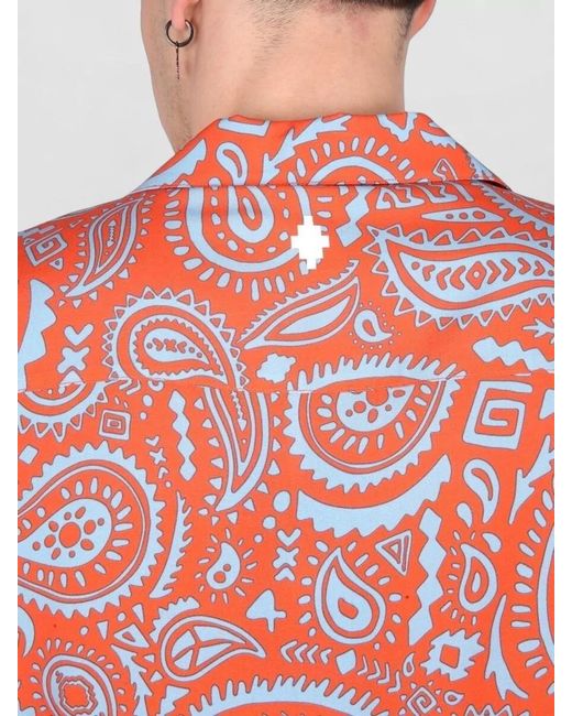 Marcelo Burlon Red Paisley Print Short-Sleeve Shirt for men