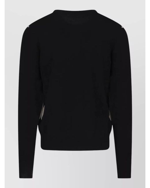 Ballantyne Black Argyle Crew Neck Knit Long Sleeve Sweater for men