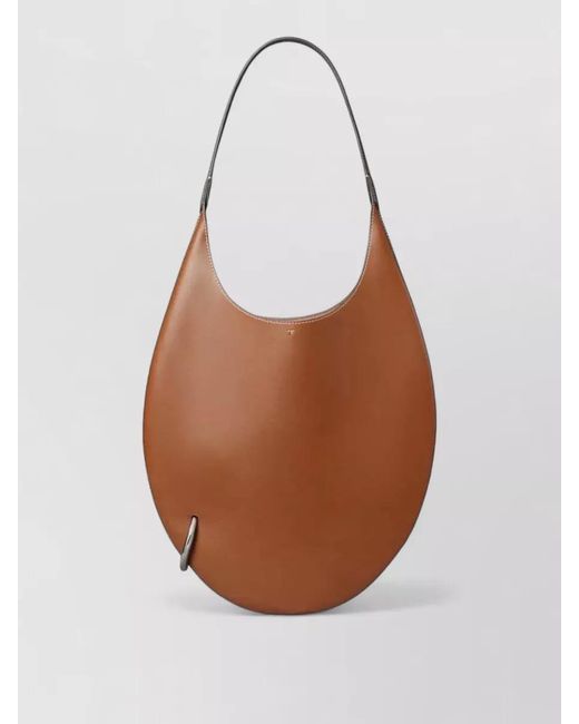 Tory Burch Brown Pierced Nappa Calfskin Curved Shoulder Bag