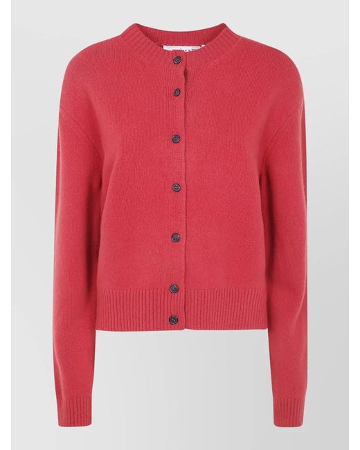 Rohe Red Crew Neck Cardigan Long Sleeve Design