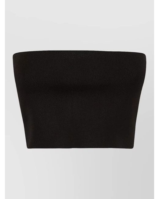 Liviana Conti Black Viscose Bandeau Top Ribbed Strapless Design