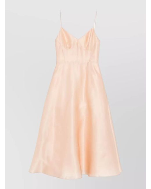 Alberta Ferretti Pink Silk Midi Dress