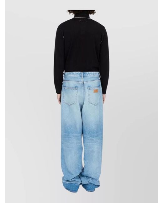 MM6 by Maison Margiela Blue High Waist Denim Trousers Wide Leg for men