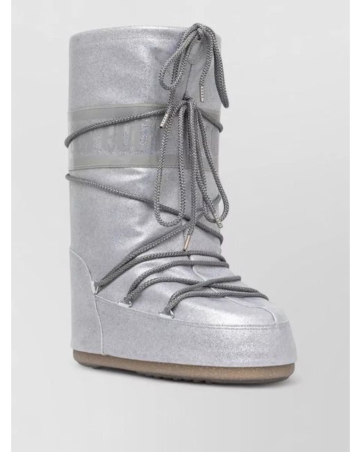 Moon Boot Gray Glitter Icon Interchangeable Sole Boots