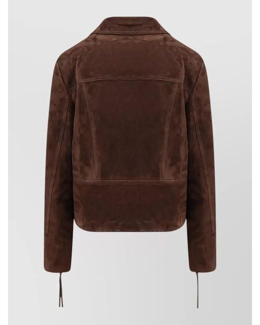 Tom Ford Brown Suede Moto Jacket Double Zip Pockets
