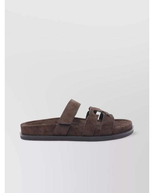 Tory Burch Brown Leather Slide Sandals