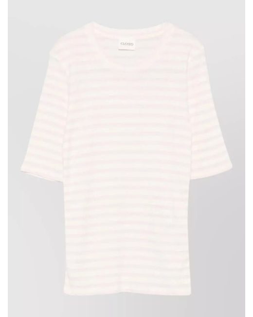 Closed Natural Slim Fit Striped Jersey Crew Neck Top