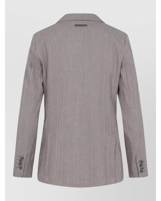 Peserico Gray Linen Double-Breasted Blazer